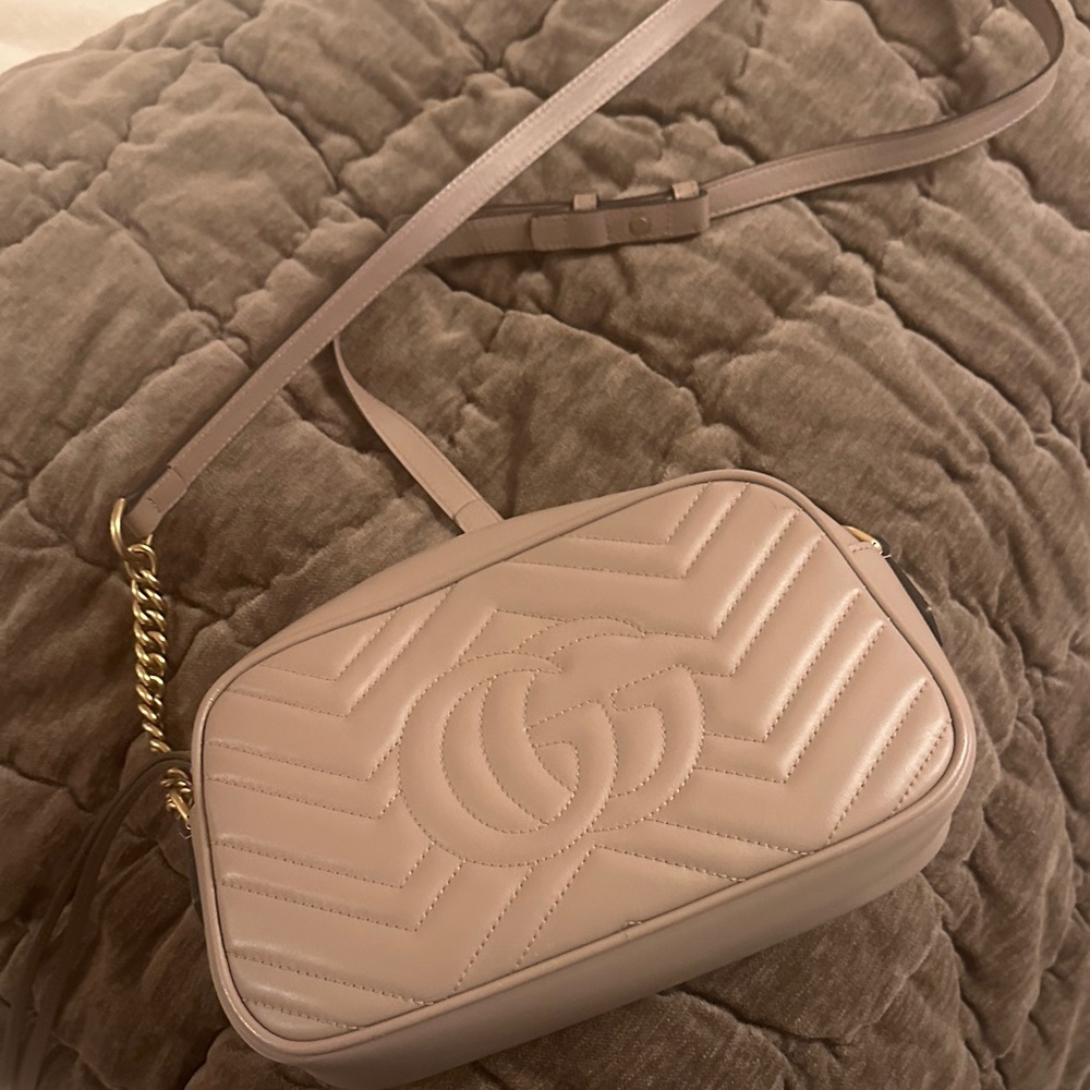 Gucci Beige Crossbody Bag with Gold Chain